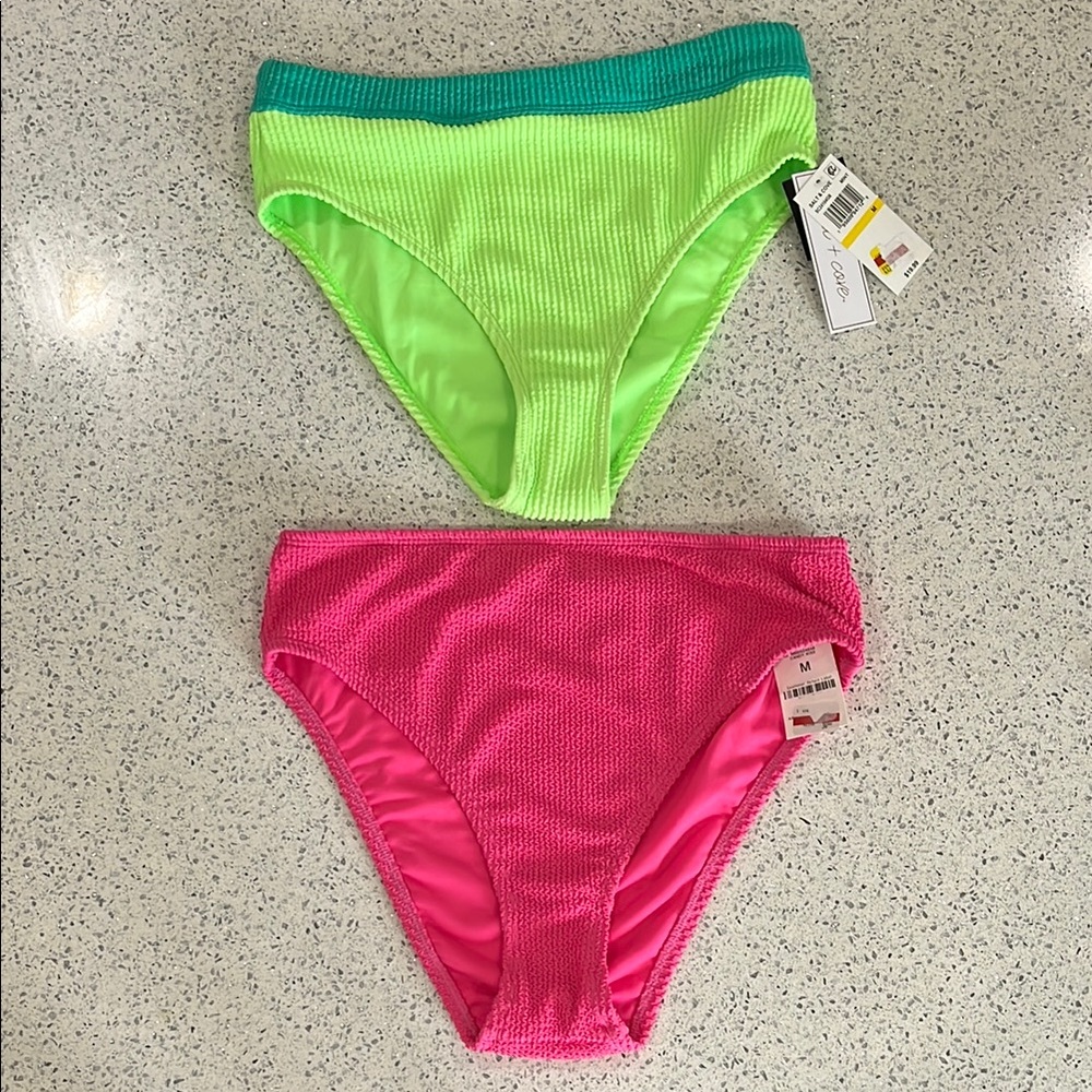 NWT Vibrant Green and Pink Bikini Bottoms